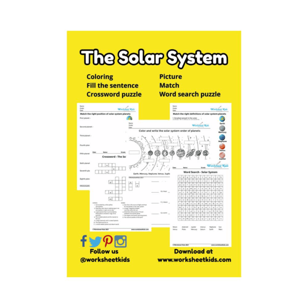 Elementary school Worksheet | Solar System Planet: Kindergarten, 1st, 2nd, 3rd Grade