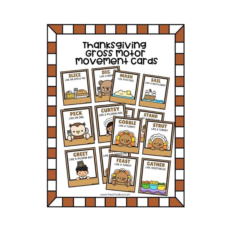 Elementary school Energizer | Thanksgiving Gross Motor Cards