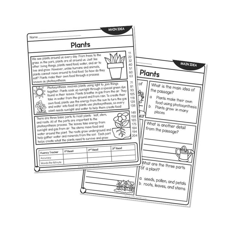 Elementary school Worksheet | 2nd Grade Main Idea Reading Passage - Plants - At