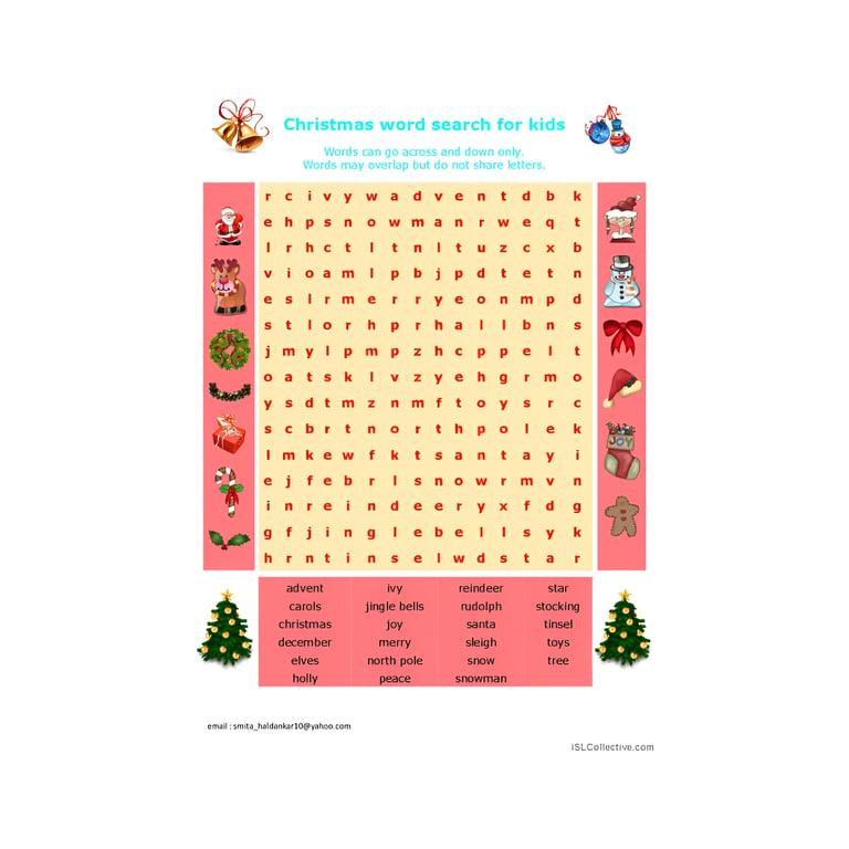 Elementary school Worksheet | Christmas Word Search for Kids