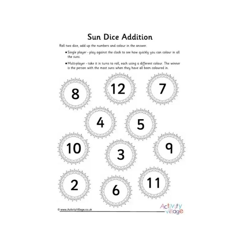 Elementary school Game | Sun Dice Addition