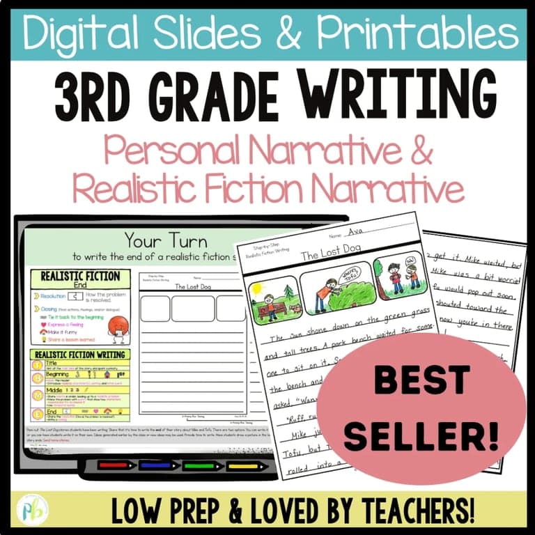Elementary school Lesson Package | 3rd Grade Explicit Personal Narrative and Realistic Fiction Writing