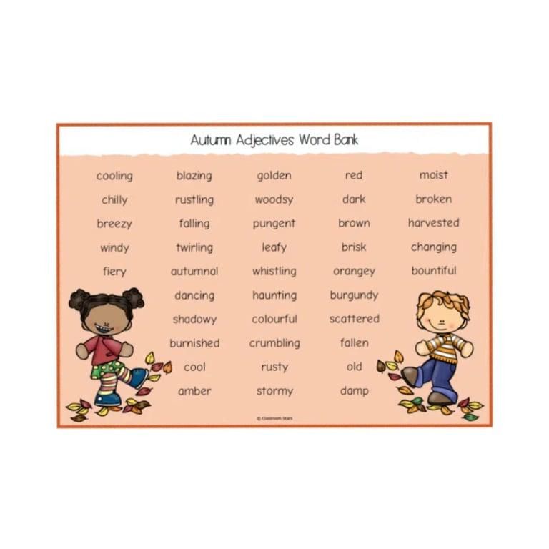 Elementary school Material | Autumn Season Word/Vocabulary Bank