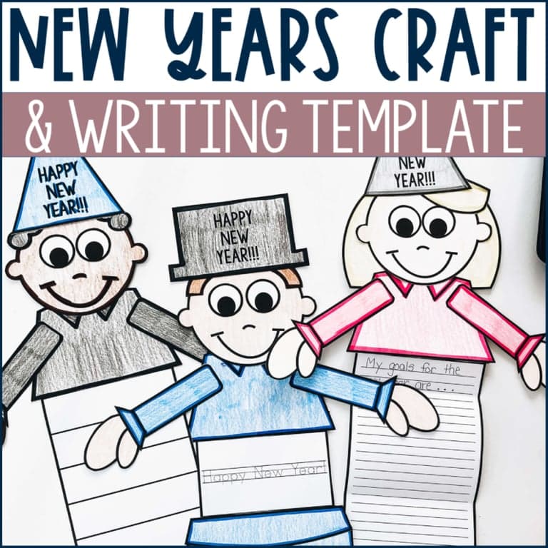 Elementary school Material | New Years Craft & Writing Template
