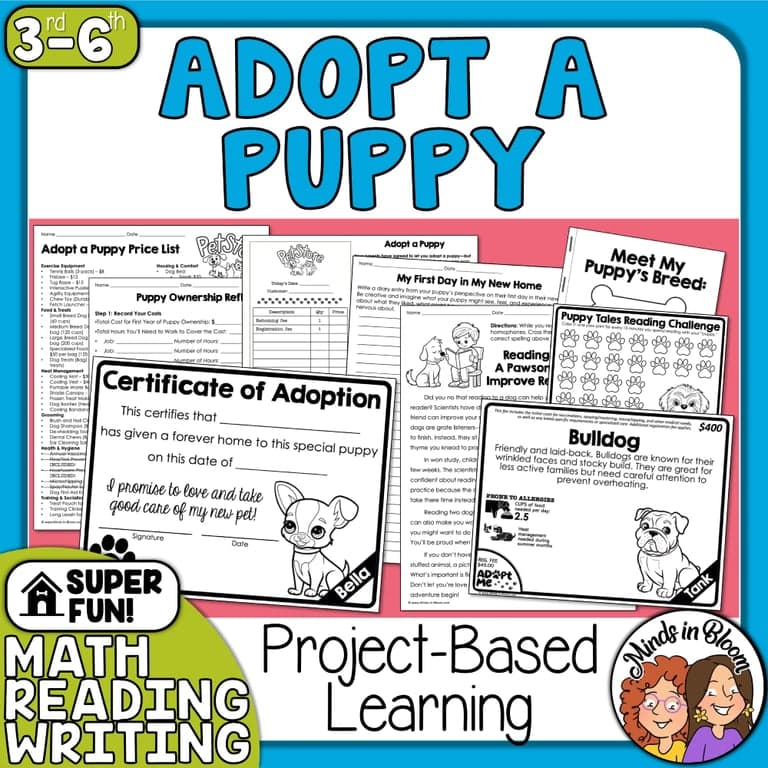 Elementary school Lesson Package | Adopt a Puppy Problem Based Learning