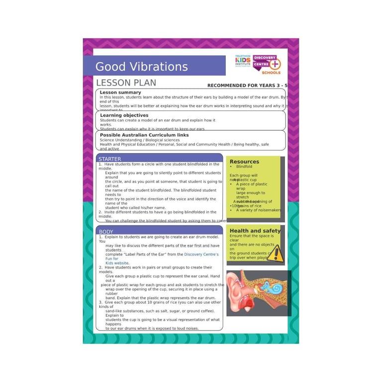 Elementary school Lesson Idea | Good Vibrations
