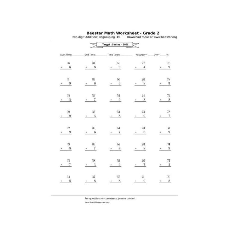 Elementary school Worksheet | Second Grade Math - Free & Printable in PDF
