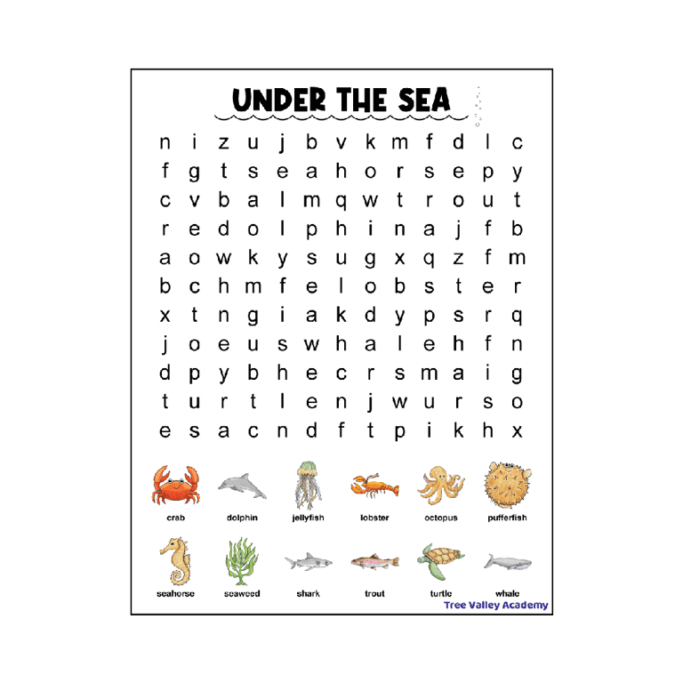 Elementary school Worksheet | 1st Grade Ocean Word Search