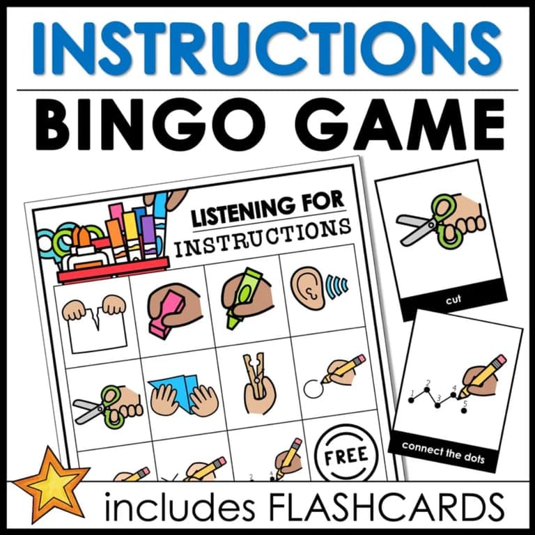 Elementary school Lesson Package | Classroom Instructions ESL Bingo Game + Vocabulary Flashcards