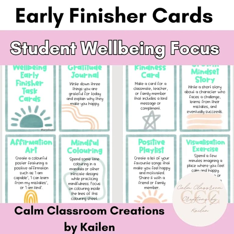 Elementary school Material | Wellbeing Focused Early Finisher Task Cards