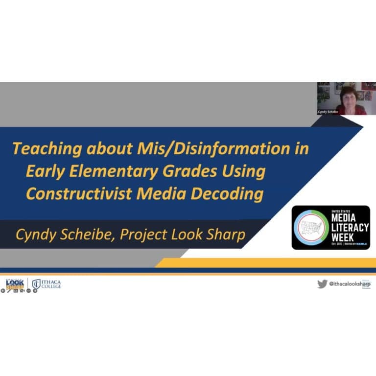 Elementary school Webinar | Teaching about Mis/Disinformation in Early Elementary Grades Using Constructivist Media Decoding