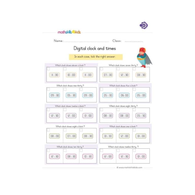 Elementary school Worksheet | Easy-to-Use Telling Time Printable for 1st Grade