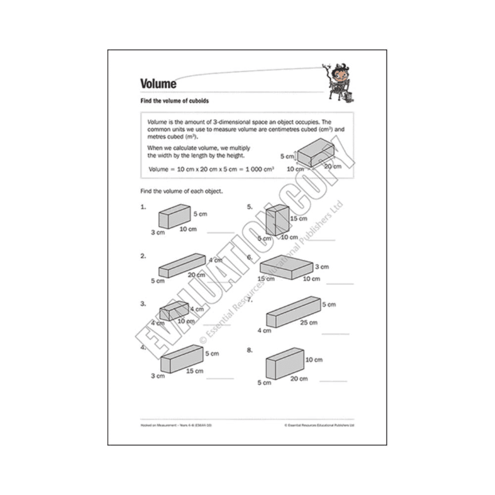 Elementary school Worksheet | Find the Volume of Cuboids