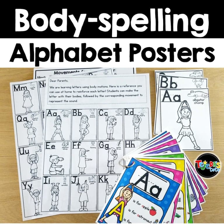 Elementary school Poster | Body-Spelling Alphabet Posters: Kinesthetic Learning