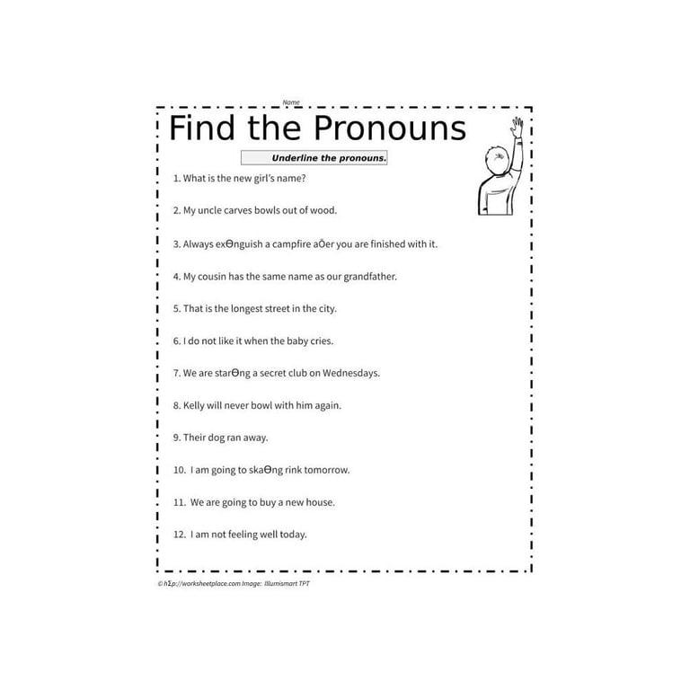 Elementary school Worksheet | Find the Pronouns