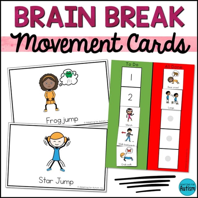 Elementary school Energizer | Brain Breaks Printable Cards: Gross Motor Movement for Active Breaks