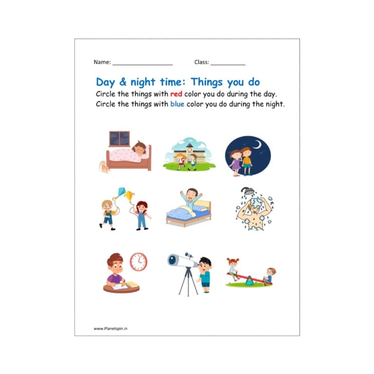 Elementary school Worksheet | Day and Night Cycle Worksheets