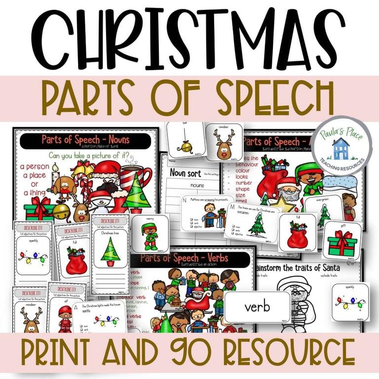 Elementary school Lesson Package | Christmas Parts of Speech Activities