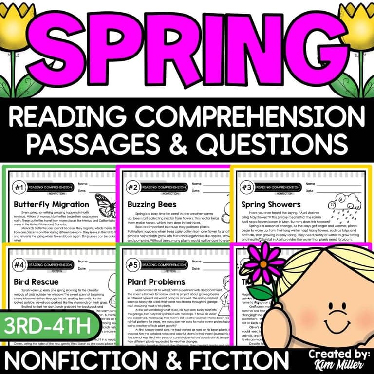 Elementary school Worksheet | Spring Reading Comprehension Activities