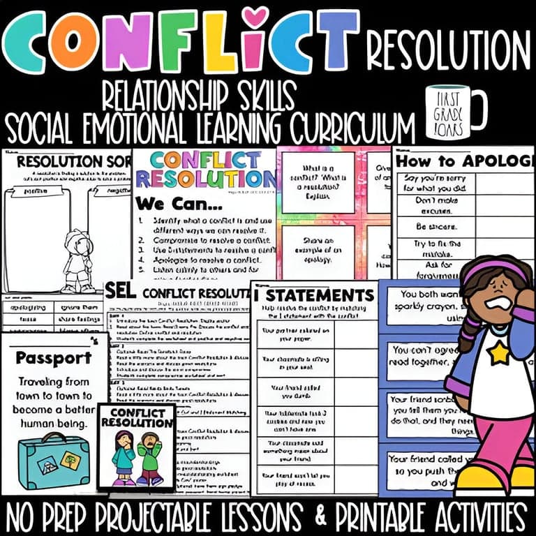 Elementary school Lesson Package | Conflict Resolution Lesson Unit: SEL Curriculum for K-2 Students