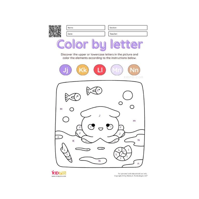 Elementary school Worksheet | Color by Letter