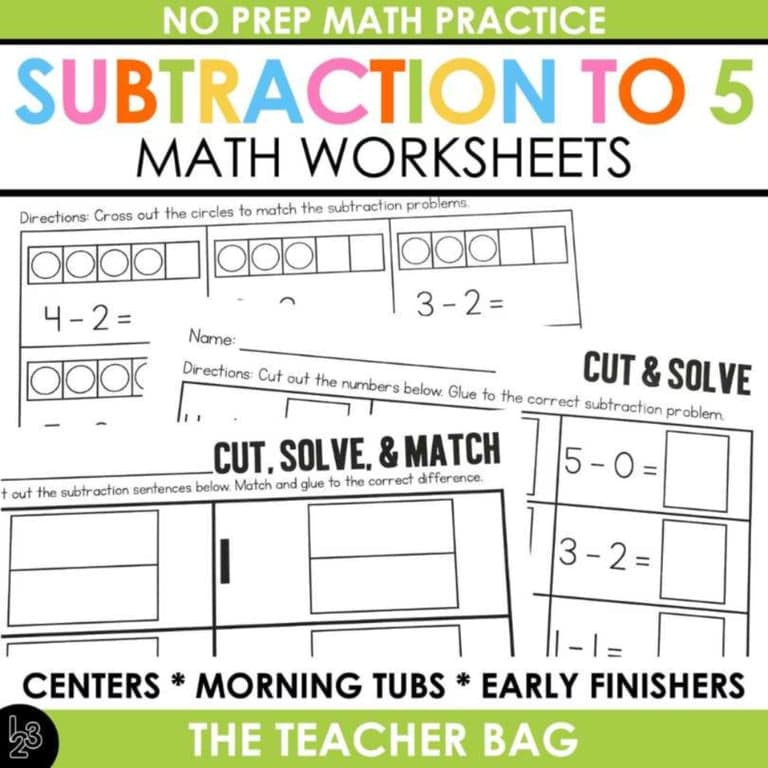 Elementary school Worksheet | Subtraction Within 5 Worksheets