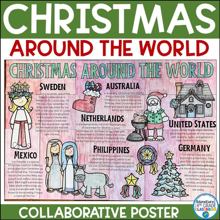 Elementary school Poster | Christmas Around the World Collaborative Poster