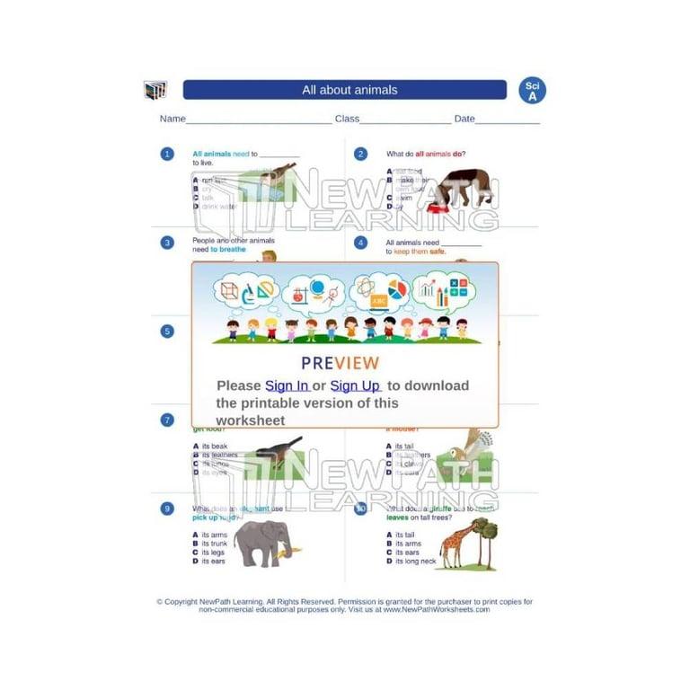 Elementary school Worksheet | All About Animals
