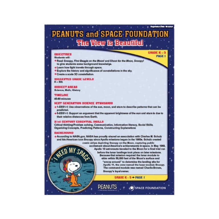 Elementary school Lesson Idea | Peanuts and Space Foundation: The View is Beautiful