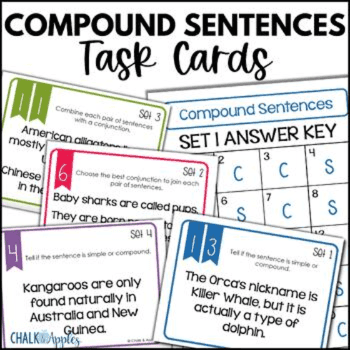 Elementary school Material | Compound Sentence Task Cards