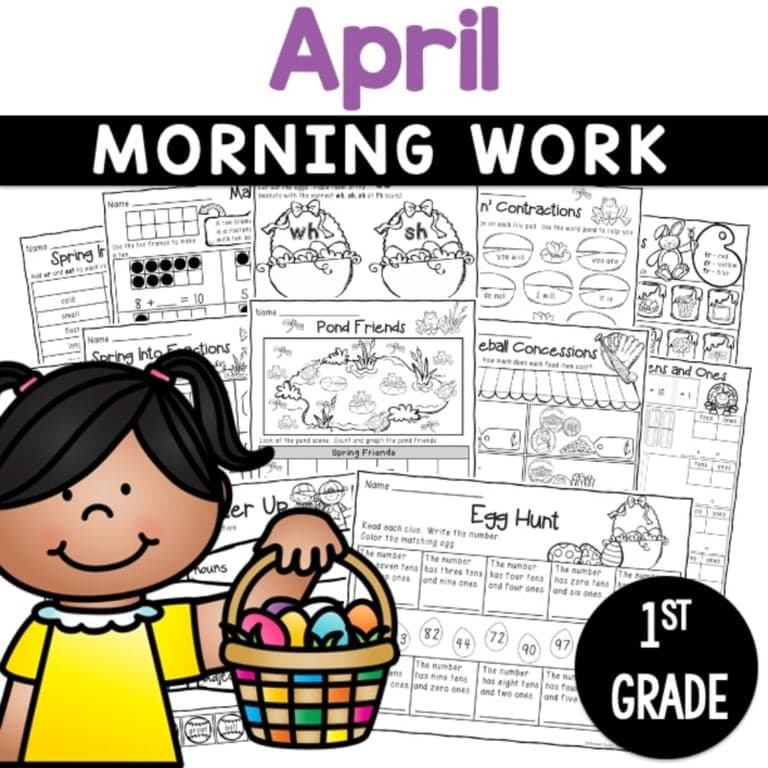 Elementary school Worksheet | 1st Grade April Morning Work