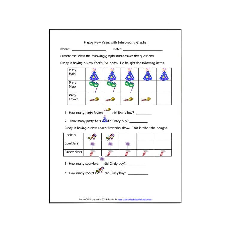 Elementary school Worksheet | New Years Day Math