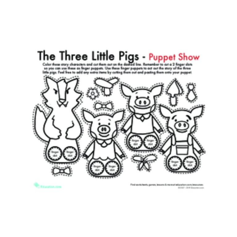 Elementary school Lesson Idea | The Three Little Pigs Finger Puppets Play