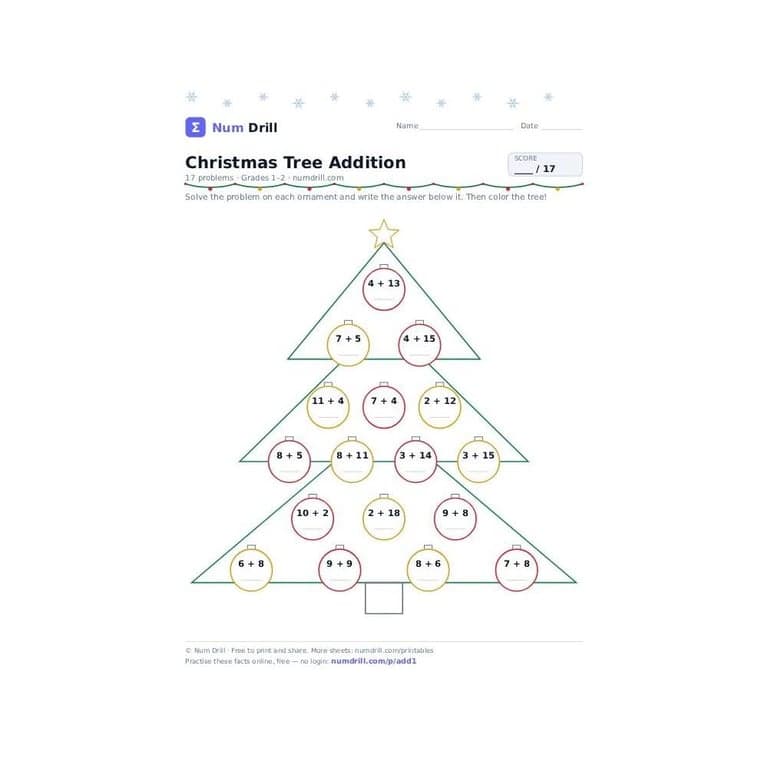 Elementary school Worksheet | Free Printable Christmas Math 