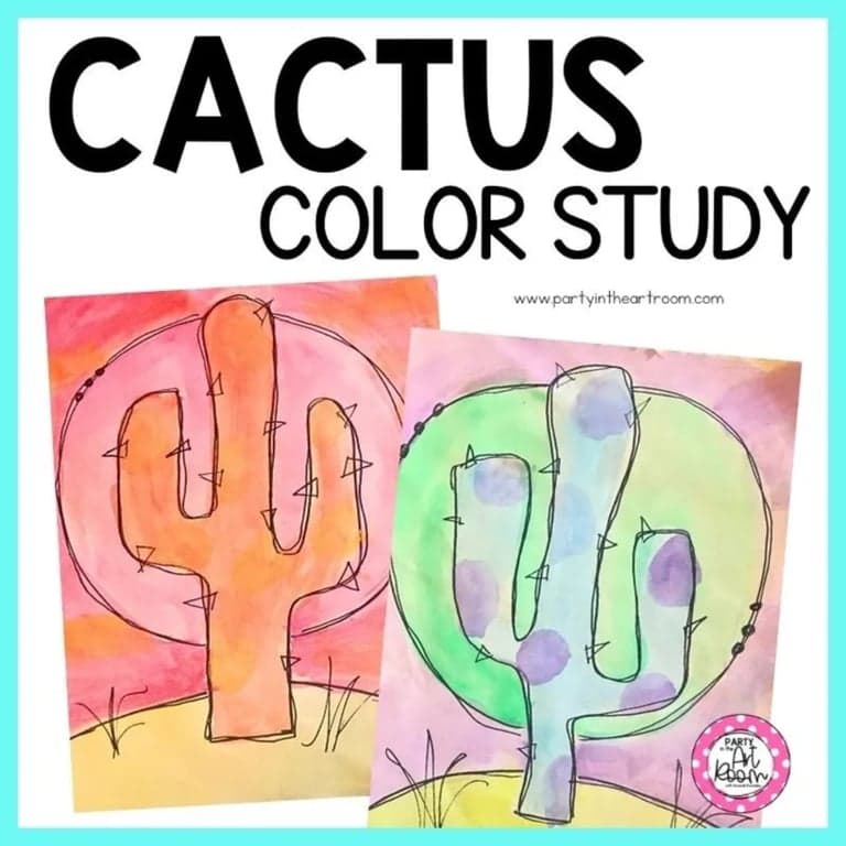 Elementary school Lesson Package | Desert Cactus Color Study Art Lesson