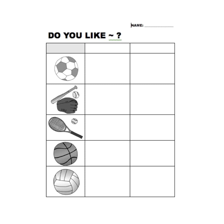 Elementary school Worksheet | “Do You Like ~?” Sports Worksheet