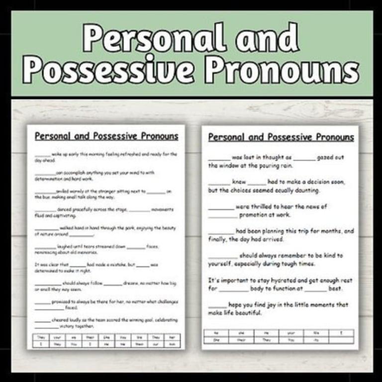 Elementary school Worksheet | Personal and Possessive Pronouns Worksheets
