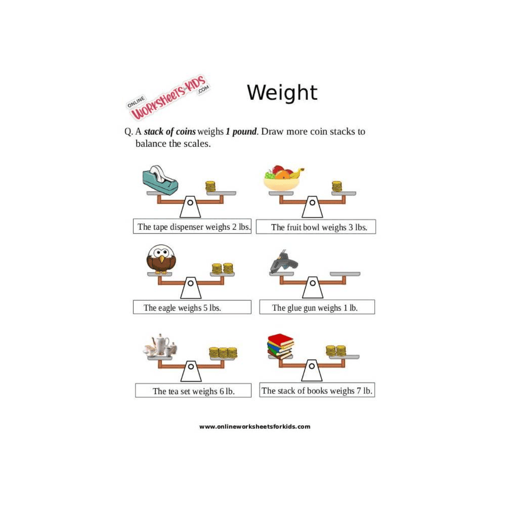Elementary school Worksheet | Mass and Weight 02