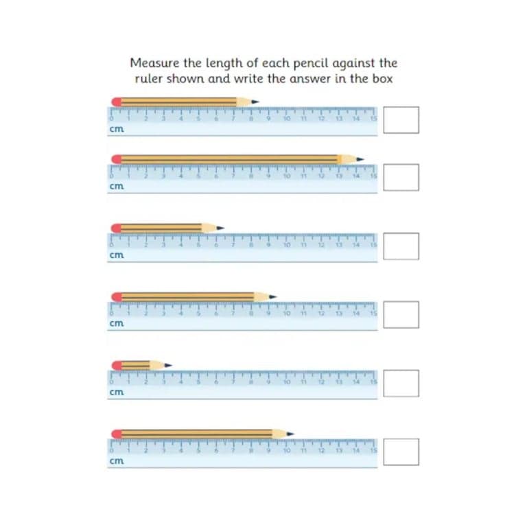 Elementary school Worksheet | Measure and Record Lengths, Half Centimetres