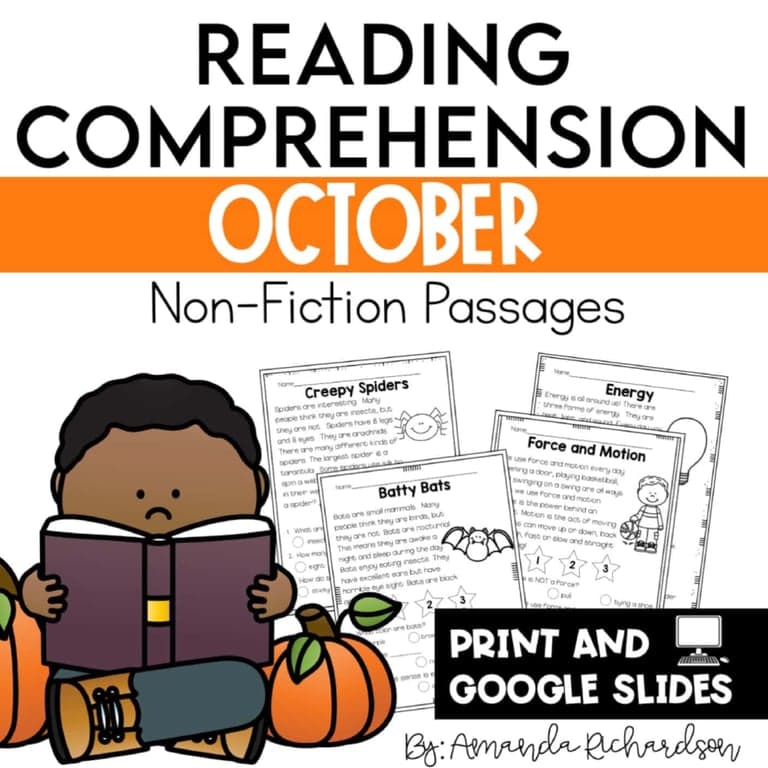 Elementary school Material | October Close Reading and Comprehension