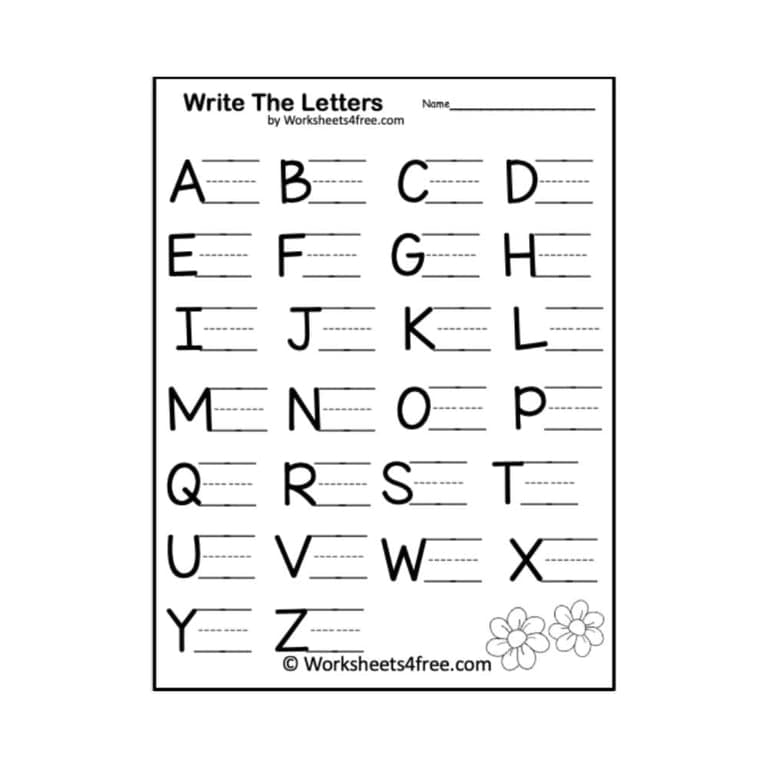 Elementary school Worksheet | Flowers Write the Alphabet