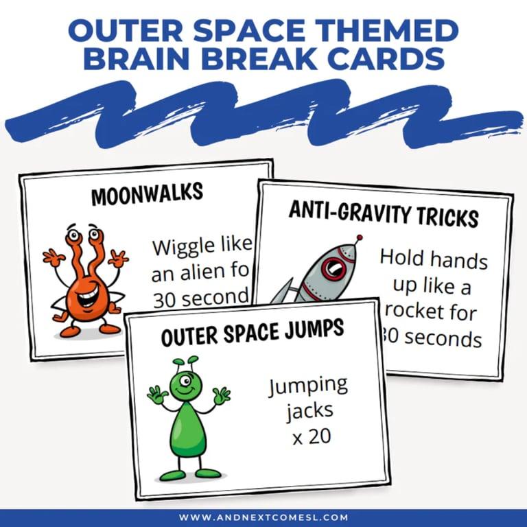 Elementary school Energizer | Outer Space Themed Brain Break Cards