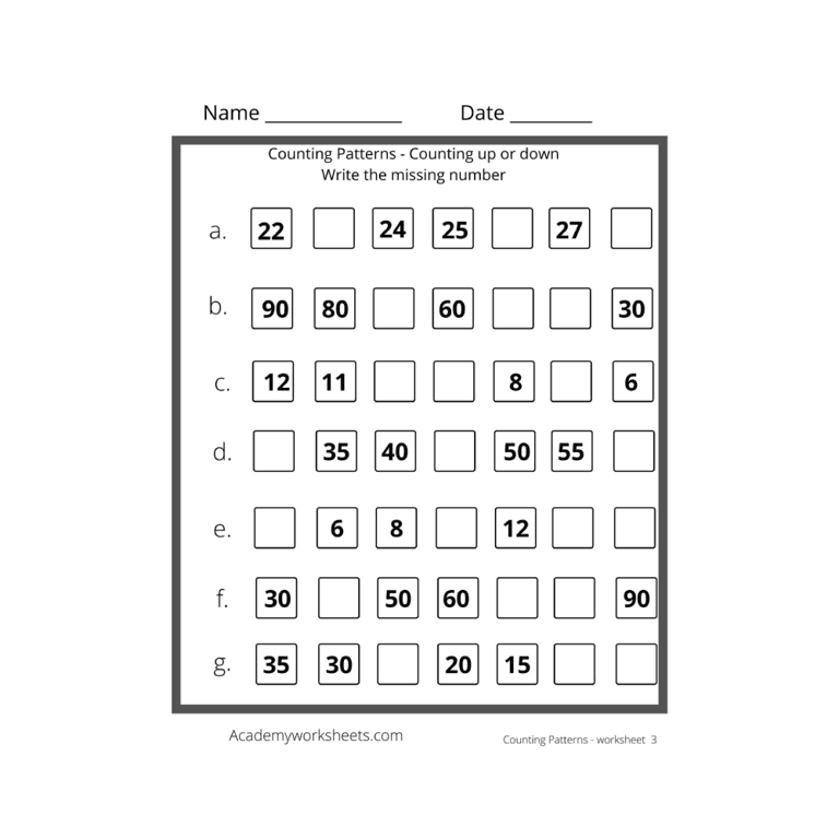 Elementary school Worksheet | Counting Patterns Math Worksheets