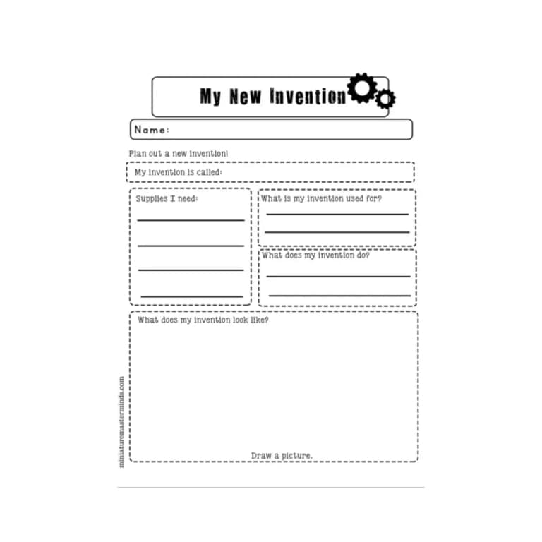 Elementary school Worksheet | Plan Out and Create an Invention Printable STEM Workpage