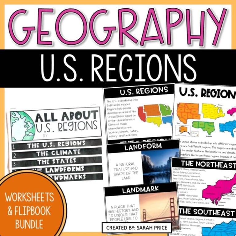Elementary school Lesson Package | 5 U.S. Regions Activities