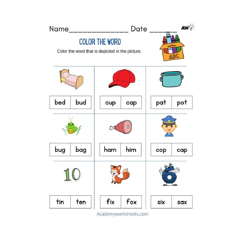 Elementary school Worksheet | Short Vowel Words CVC Worksheets PDF