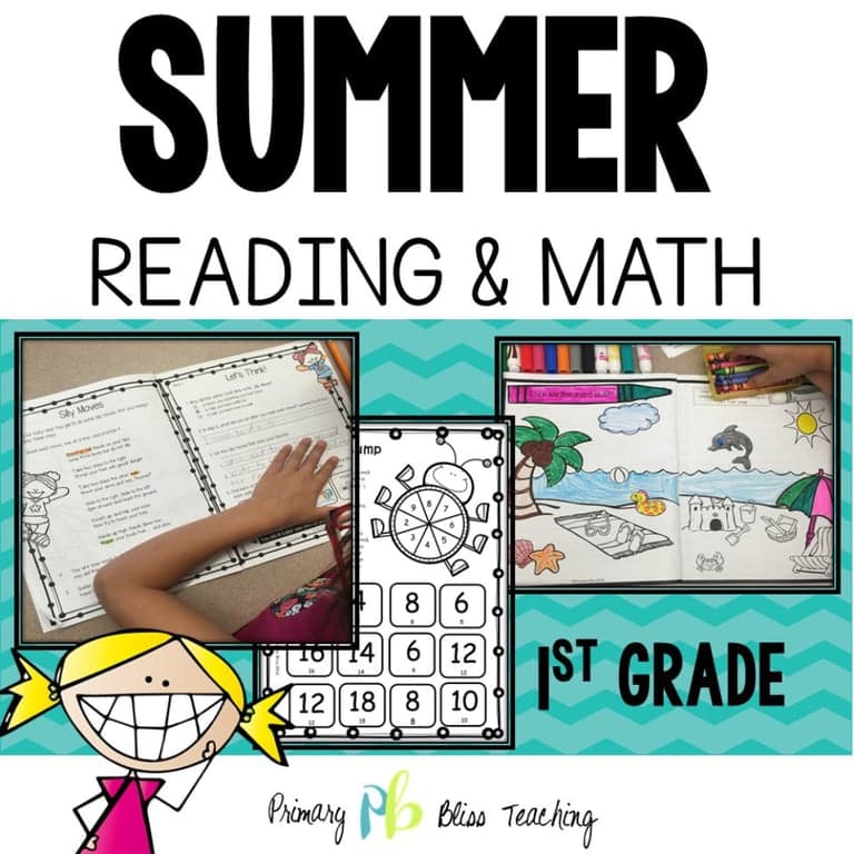 Elementary school Lesson Package | Summer Review No Prep 1st Grade Reading and Math