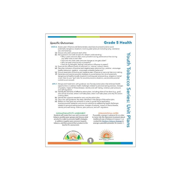 Elementary school Lesson Idea | Tobacco Lesson Plans: Grade 5