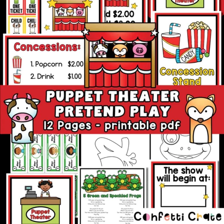 Elementary school Material | Puppet Theater Pretend Play - Printable PDF