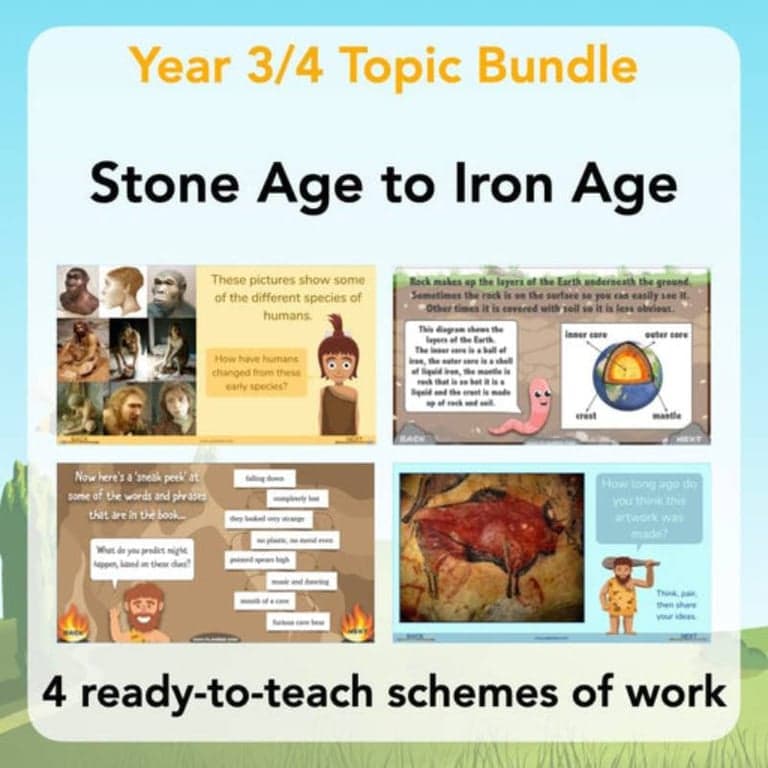 Elementary school Lesson Package | Stone Age to Iron Age Topic Bundle